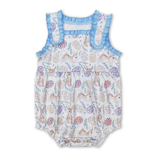 Sleeveless rabbit baby girls easter romper