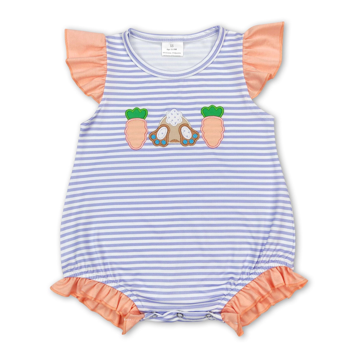 Flutter sleeves carrot bunny baby girls easter romper