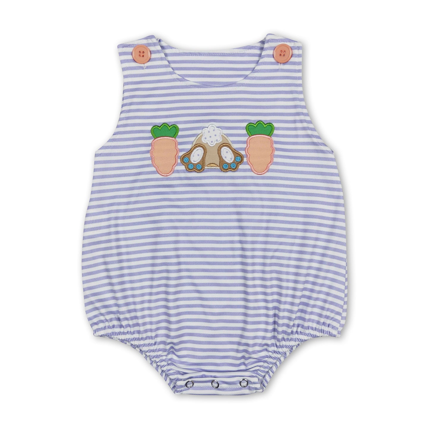 Sleeveless carrot bunny baby boy easter romper