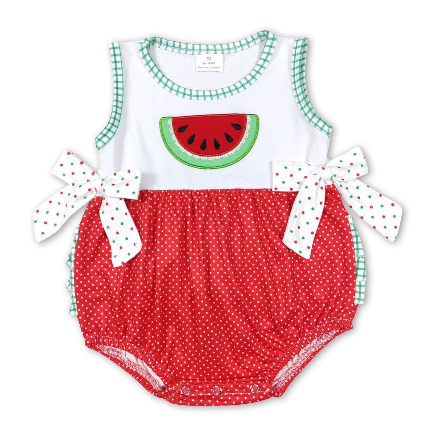 Sleeveless watermelon polka dots baby girls summer romper