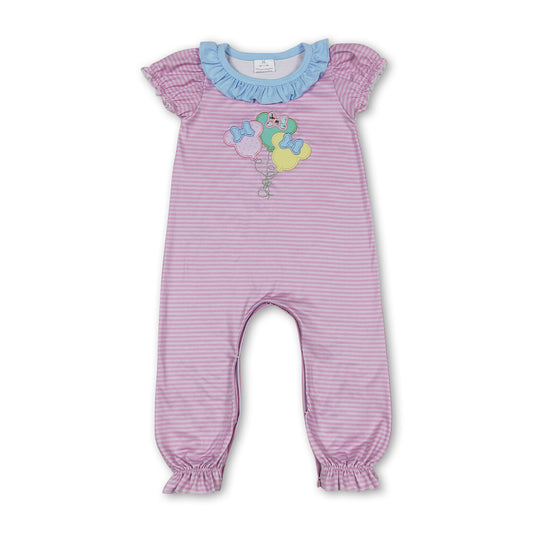 Pink stripe mouse balloon baby girls romper