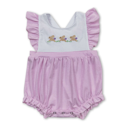 Flutter sleeves bunny baby girls easter romper