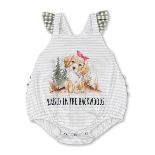 Sleeveless stripe dog baby girls romper