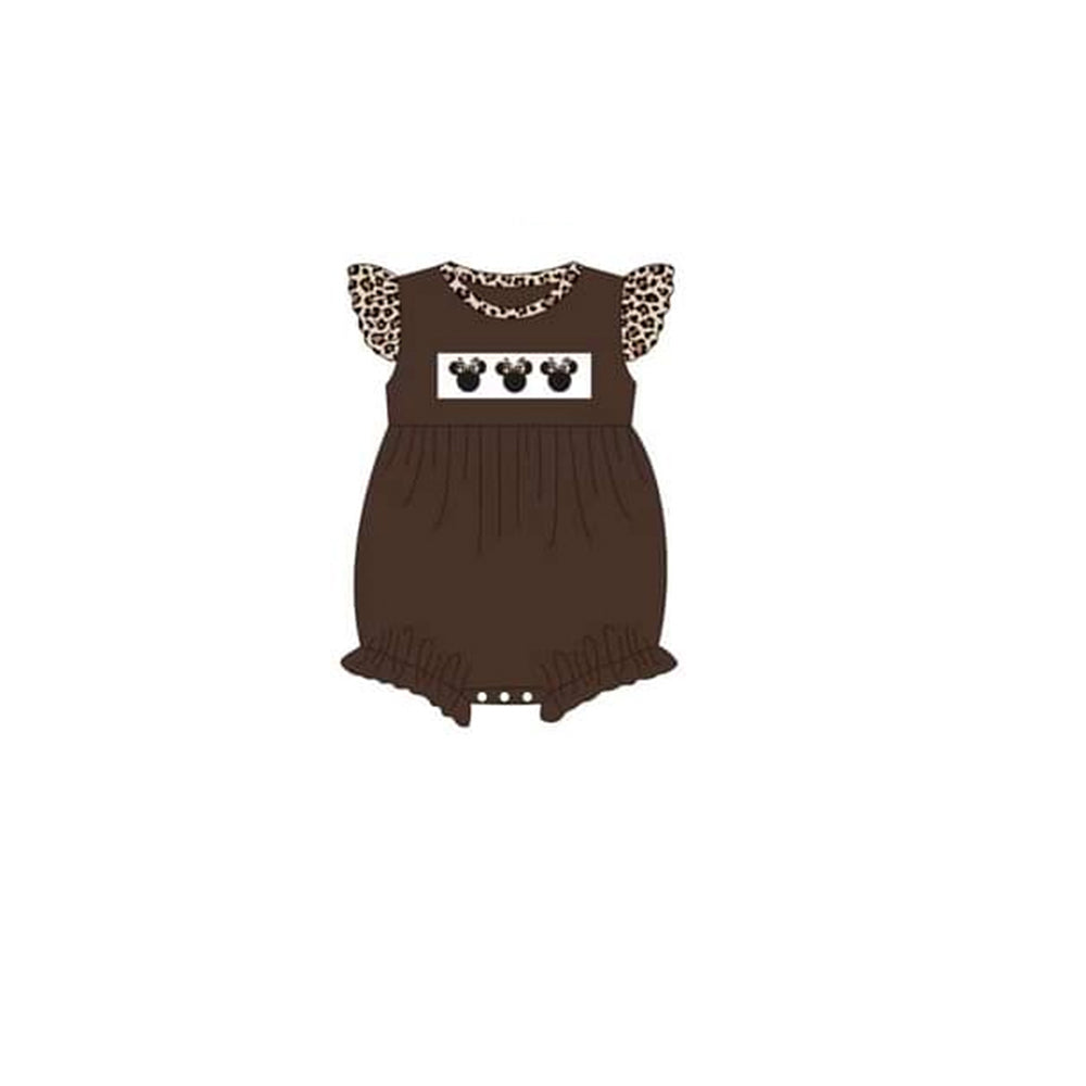 Leopard flutter sleeves mouse baby girls summer romper