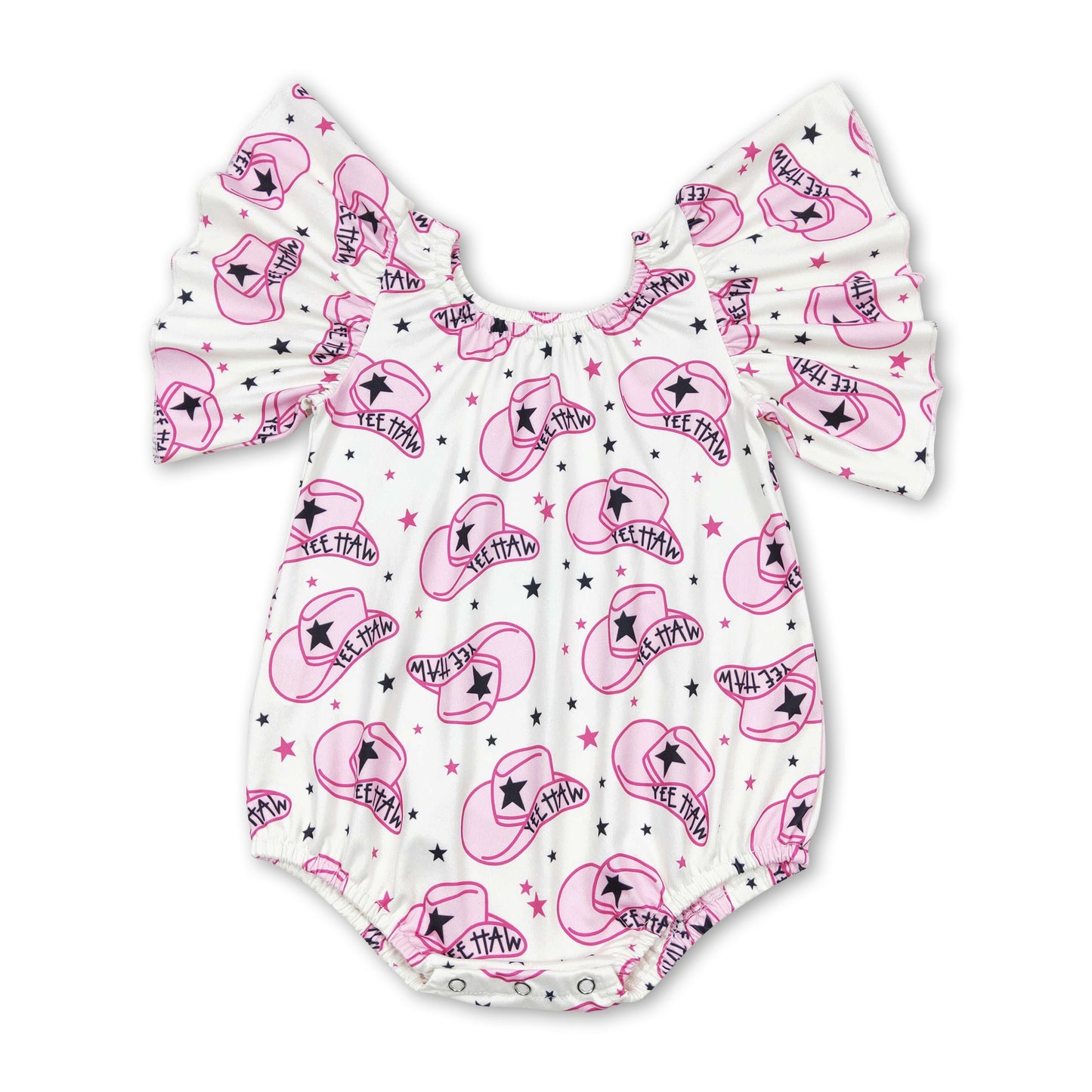 Pink hat western baby girls romper