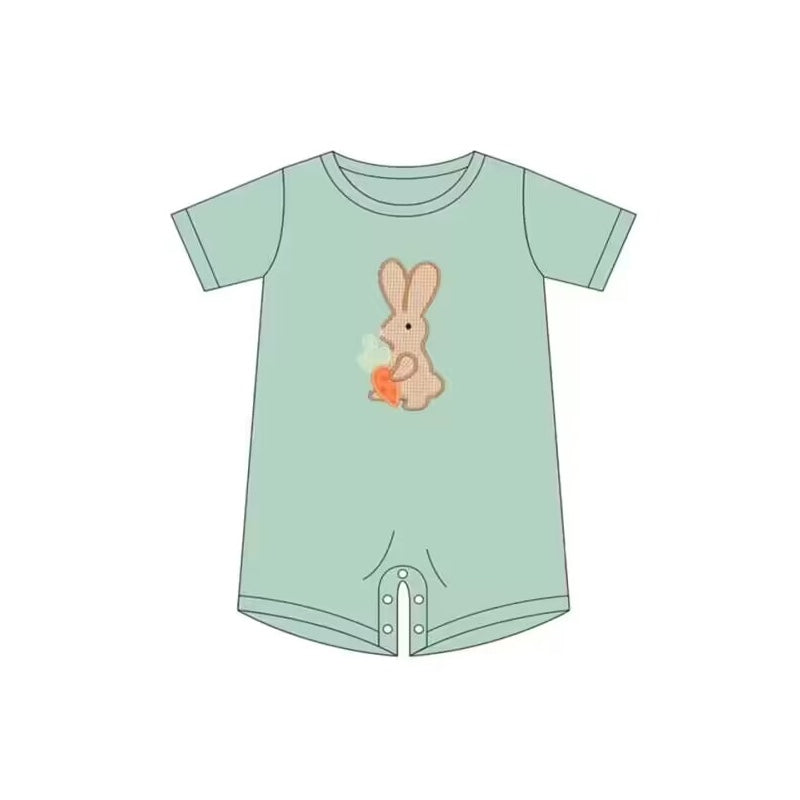 Short sleeves carrot bunny baby boys easter romper