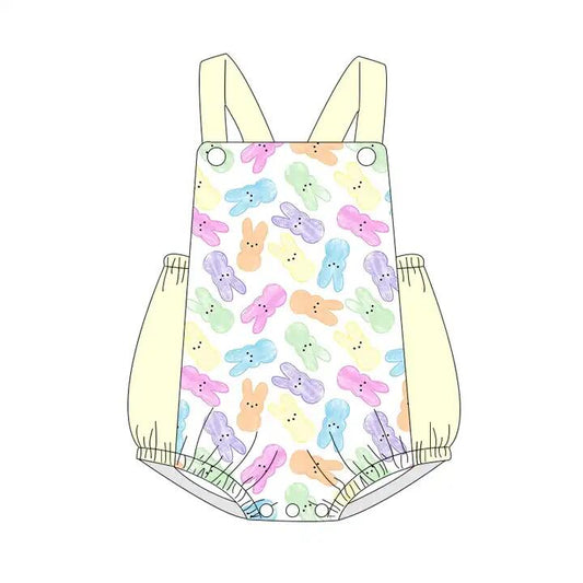 Colorful bunny yellow baby kids eater romper