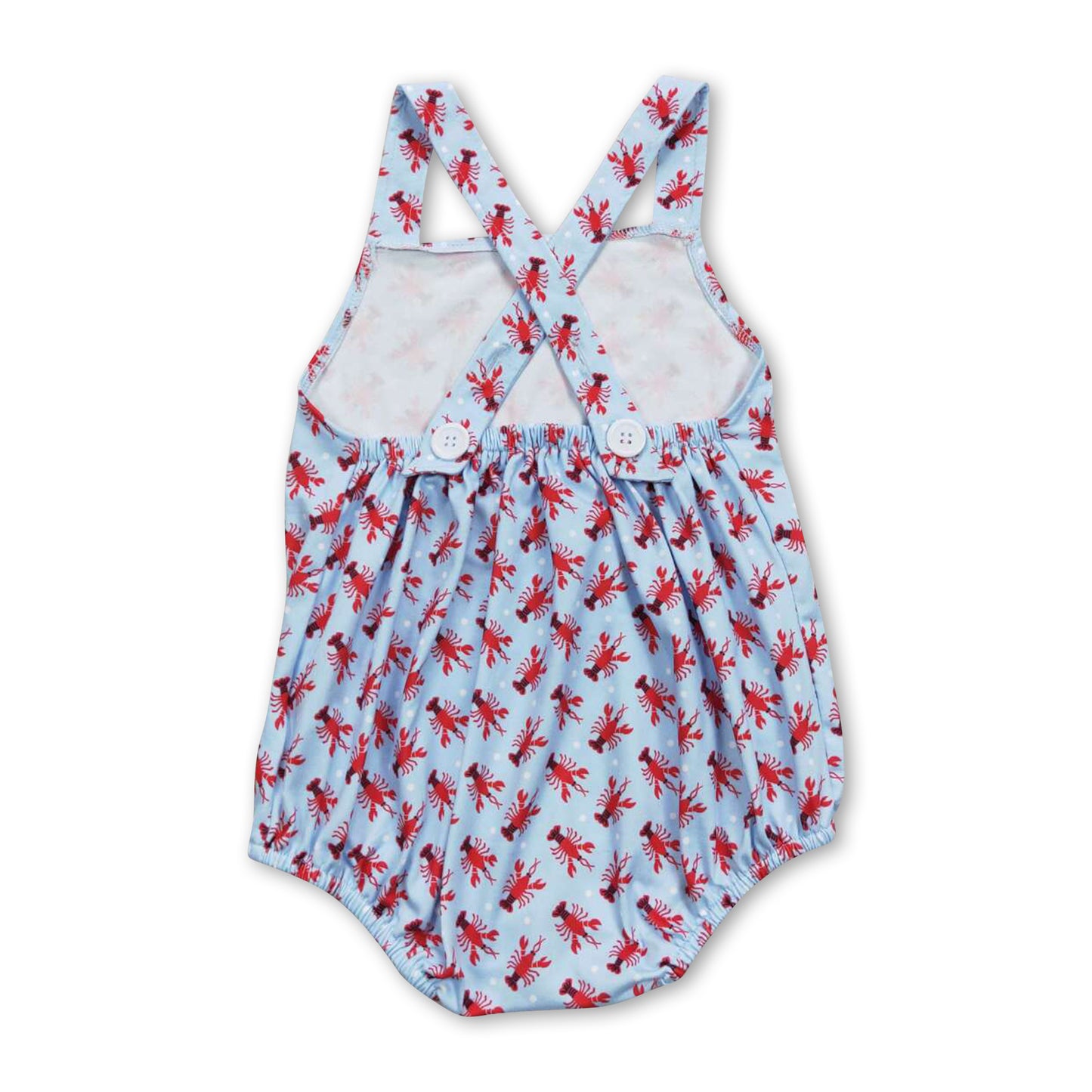 Crawfish sleeveless bubble baby boy romper