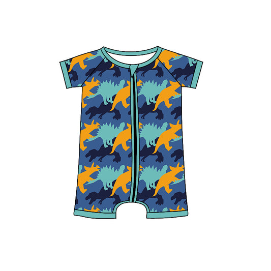 Short sleeves dinosaur baby boys summer zipper romper