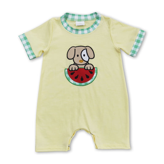 Short sleeves dog watermelon baby boys summer romper