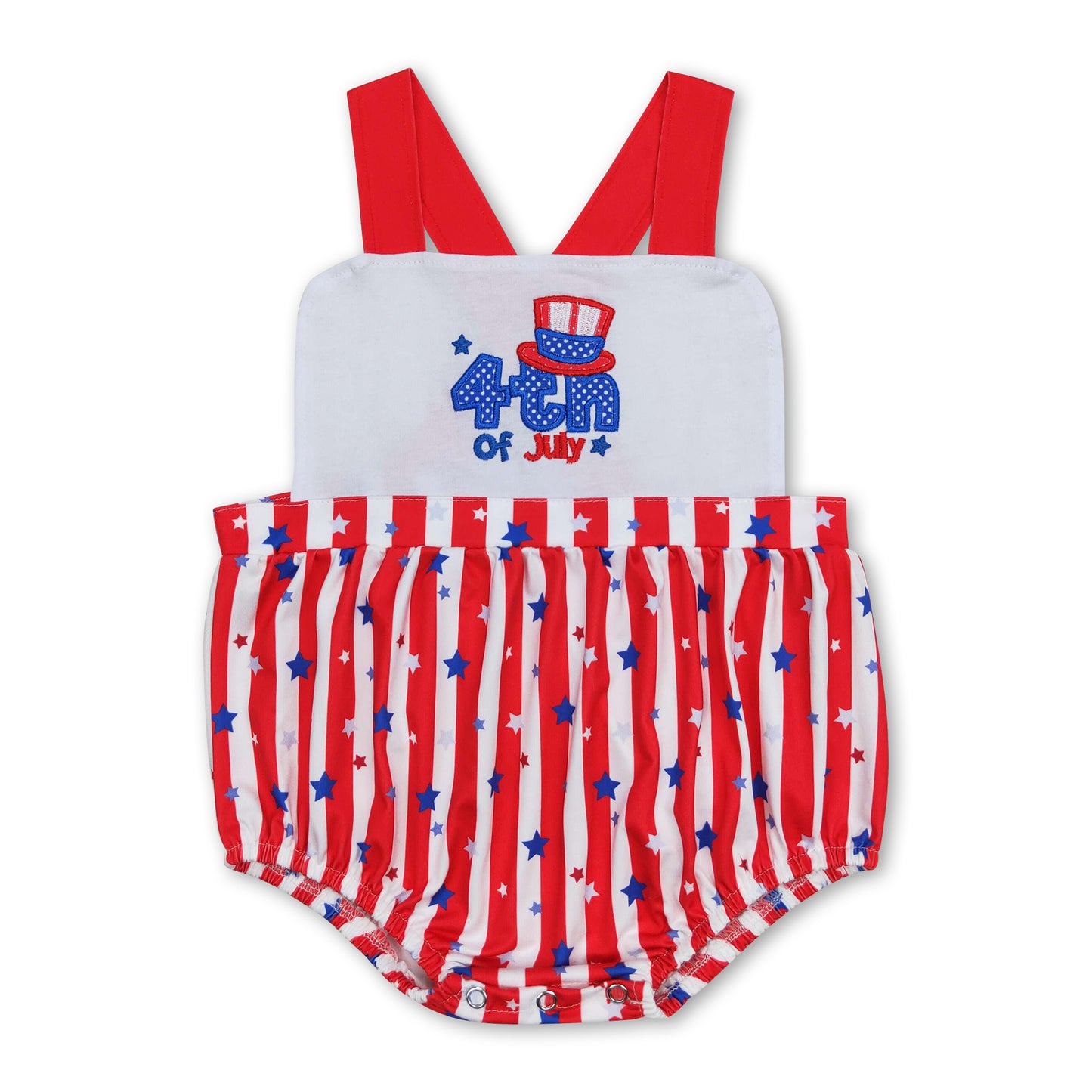 4th of july sleeveless stars bubble baby boy romper