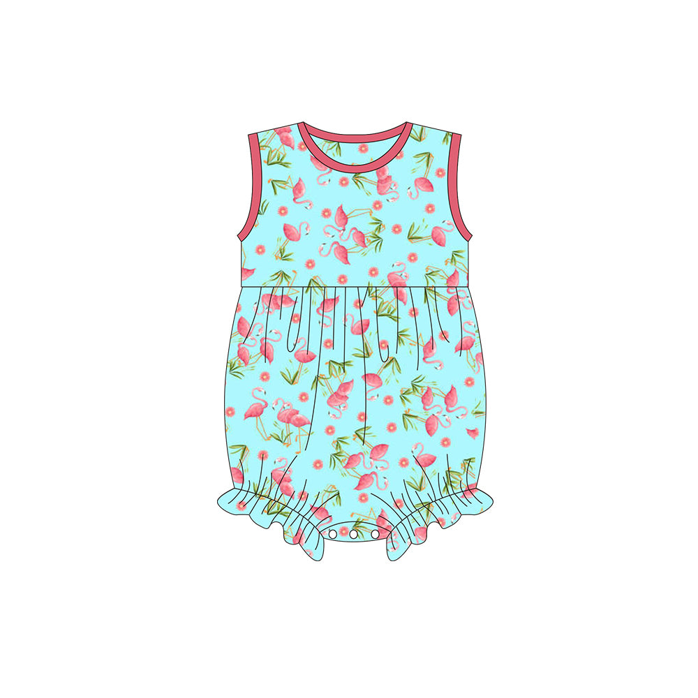 Sleeveless flamingo baby girls summer romper