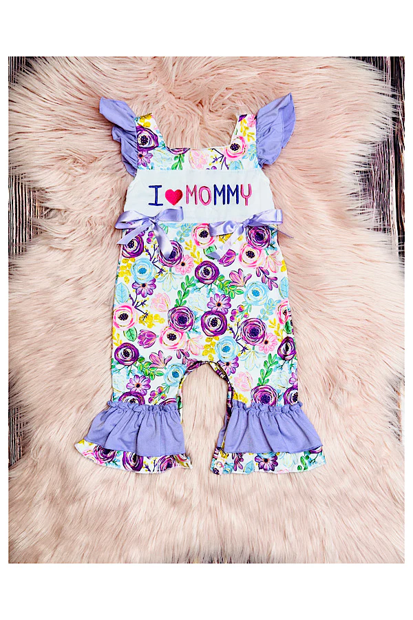 I love mommy lavender floral baby girls romper