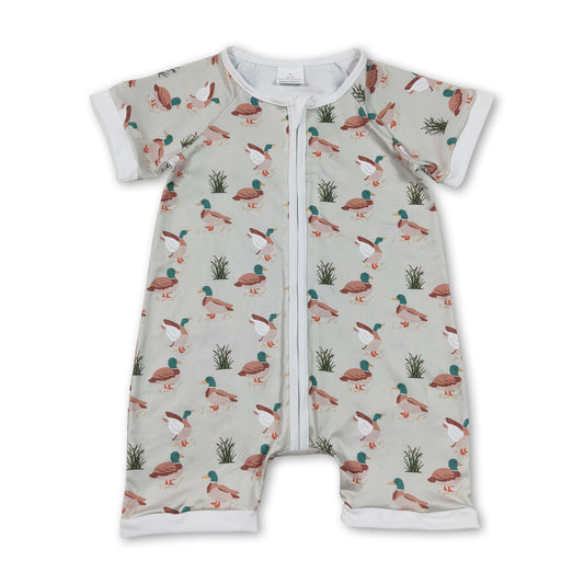 Short sleeves duck baby boy summer zipper romper