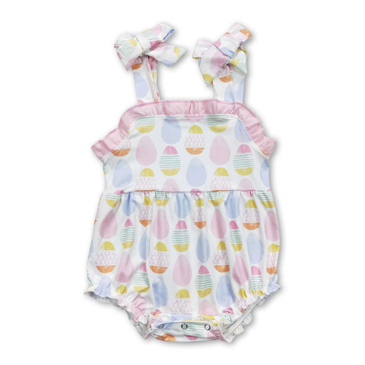 Suspender eggs baby girls easter romper