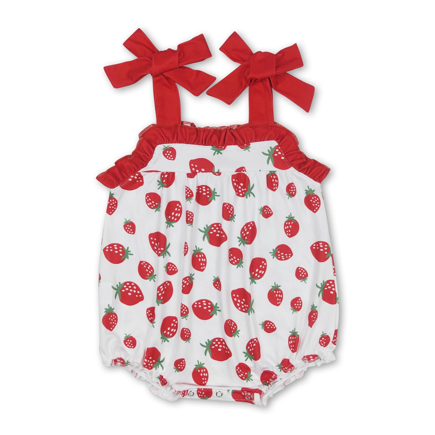 Suspender strawberry baby girls romper