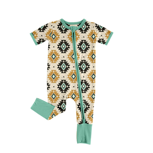 Short sleeves aztec baby kids zipper romper