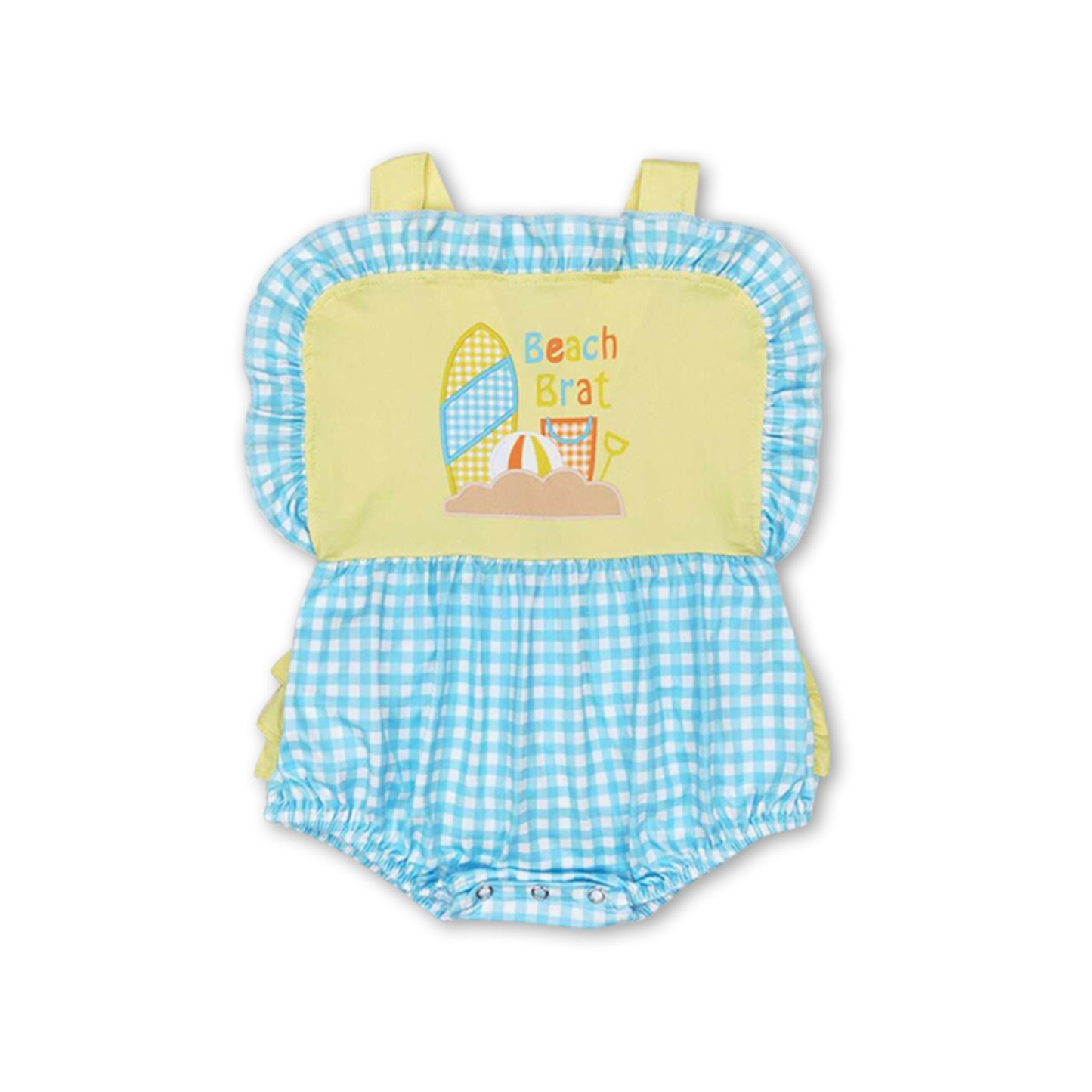 Sleeveless beach plaid baby girls summer romper