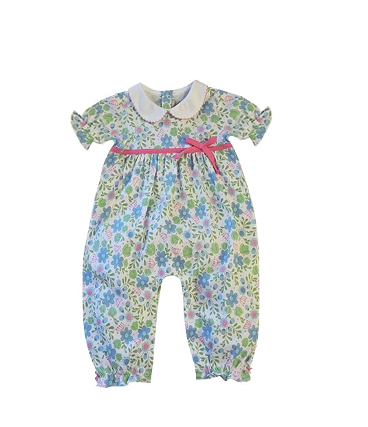 Short sleeves floral baby girls summer romper