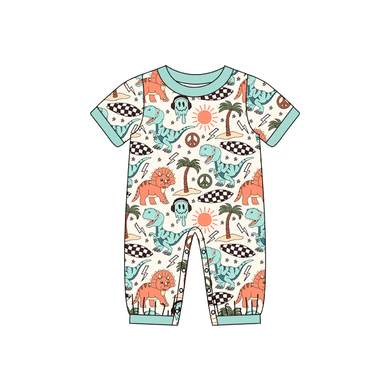 Short sleeves dinosuar beach baby boy summer romper