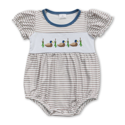 Short sleeves stripe duck baby girls romper