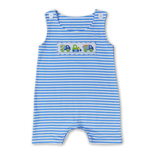 Sleeveless stripe constructions baby boy romper