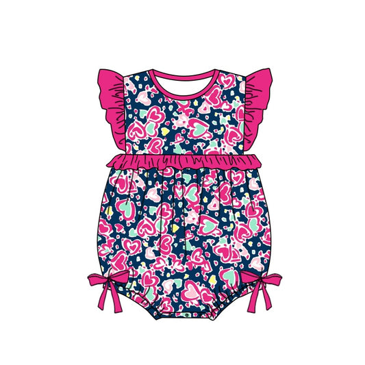 Flutter sleeves heart bow baby girls summer romper