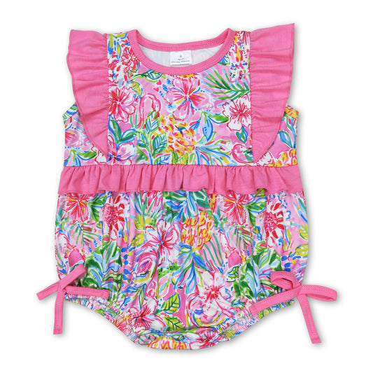 Flutter sleeves pineapple bow baby girls romper