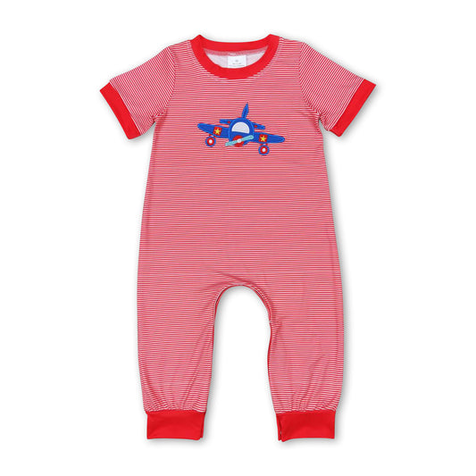 Short sleeves stripe helicopter baby boy summer romper