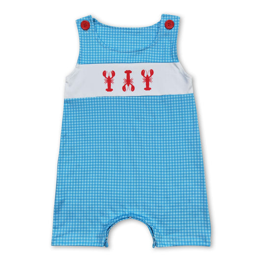 Sleeveless crawfish baby boy summer romper