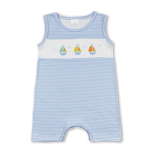 Sleeveless stripe boat baby boys summer romper