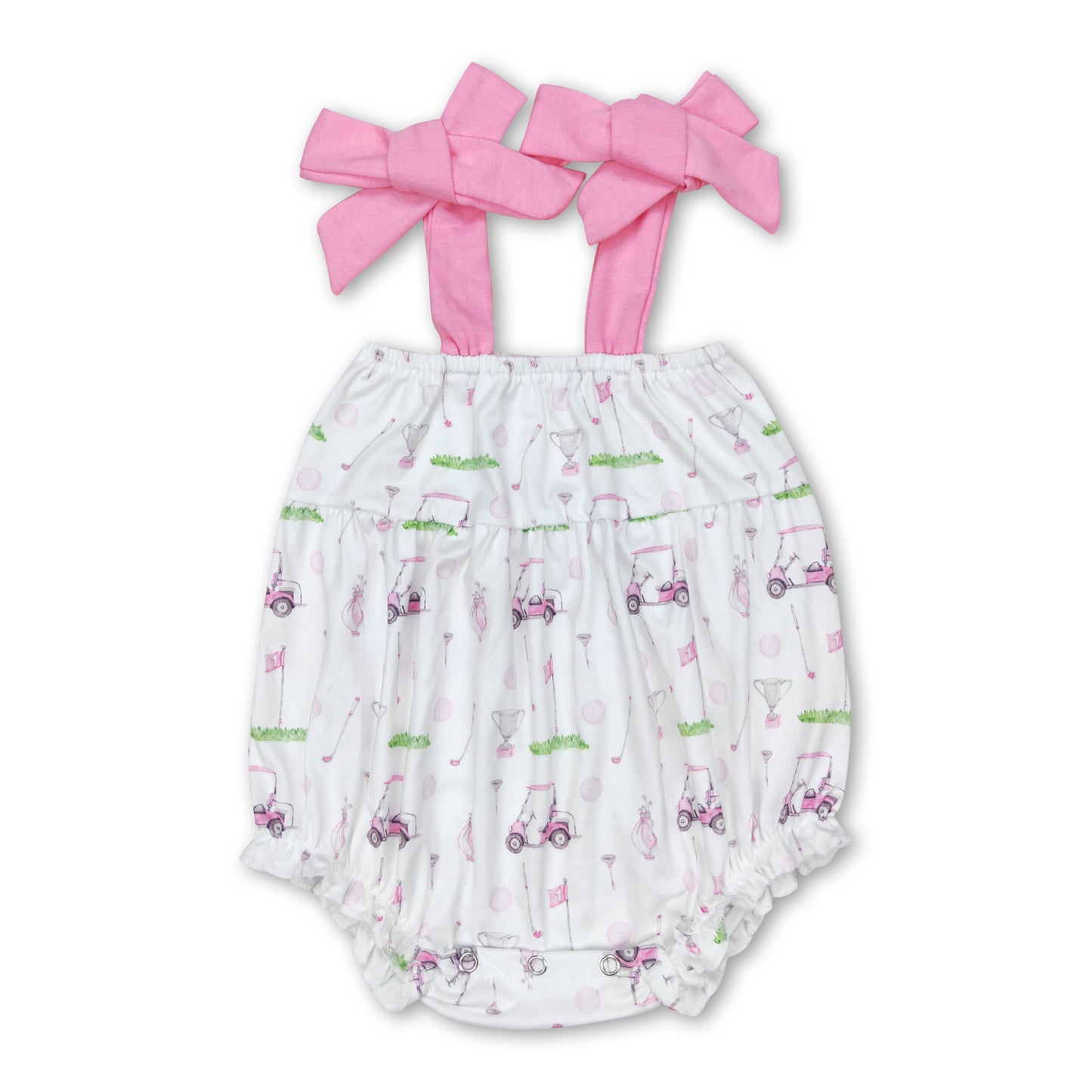 Pink straps golf baby girls summer romper