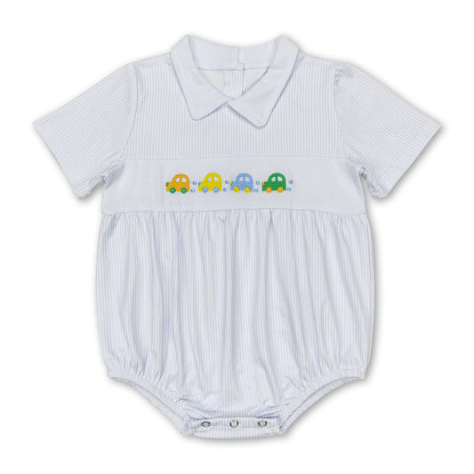 Short sleeves stripe cars baby boy summer romper