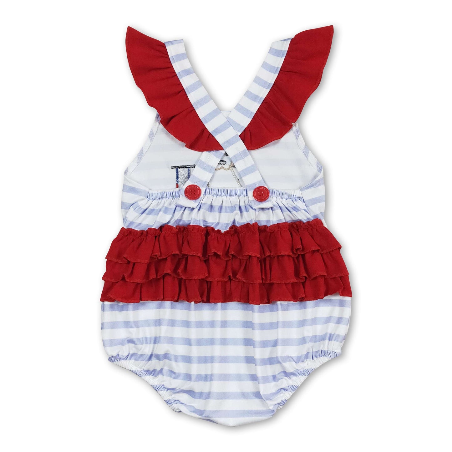 Sleeveless stripe dog flag baby girls 4th of july romper