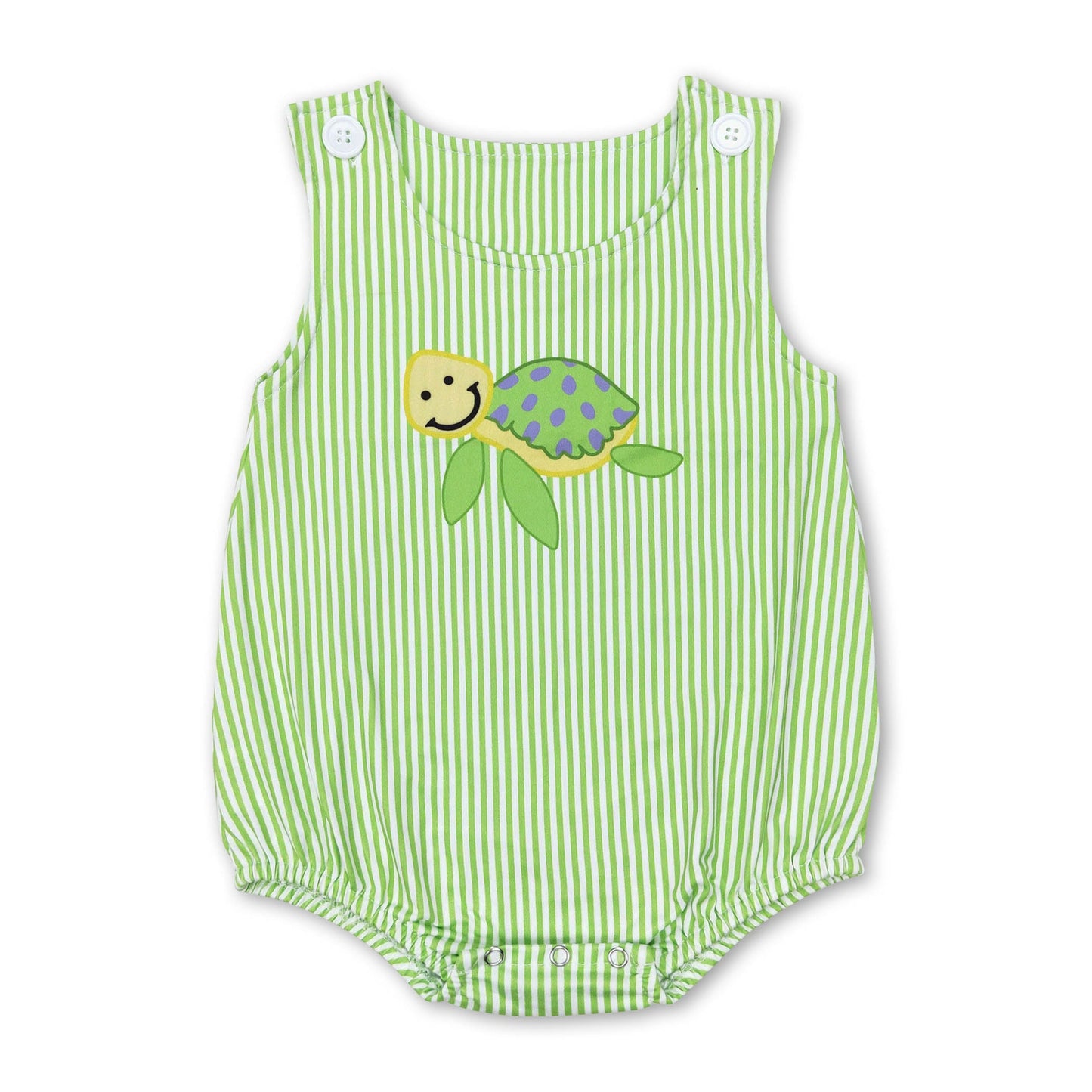 Sleeveless stripe turtle baby boys summer romper