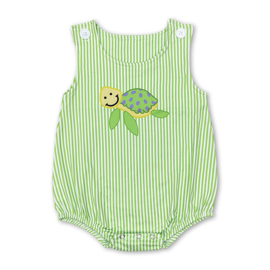 Sleeveless stripe turtle baby boys summer romper