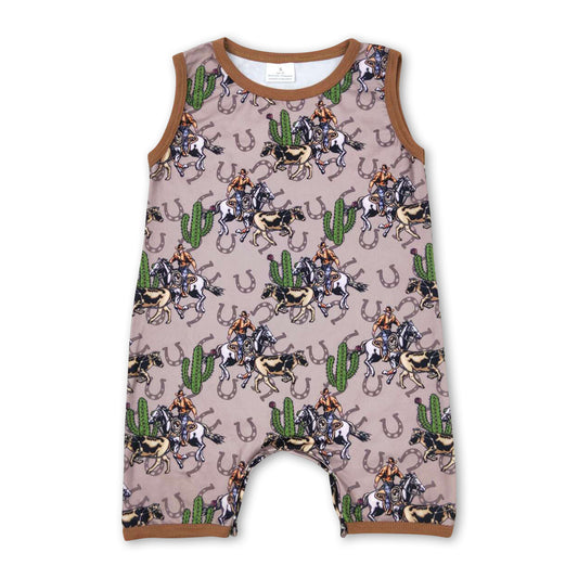 Sleeveless cactus rodeo baby boys summer ropmer