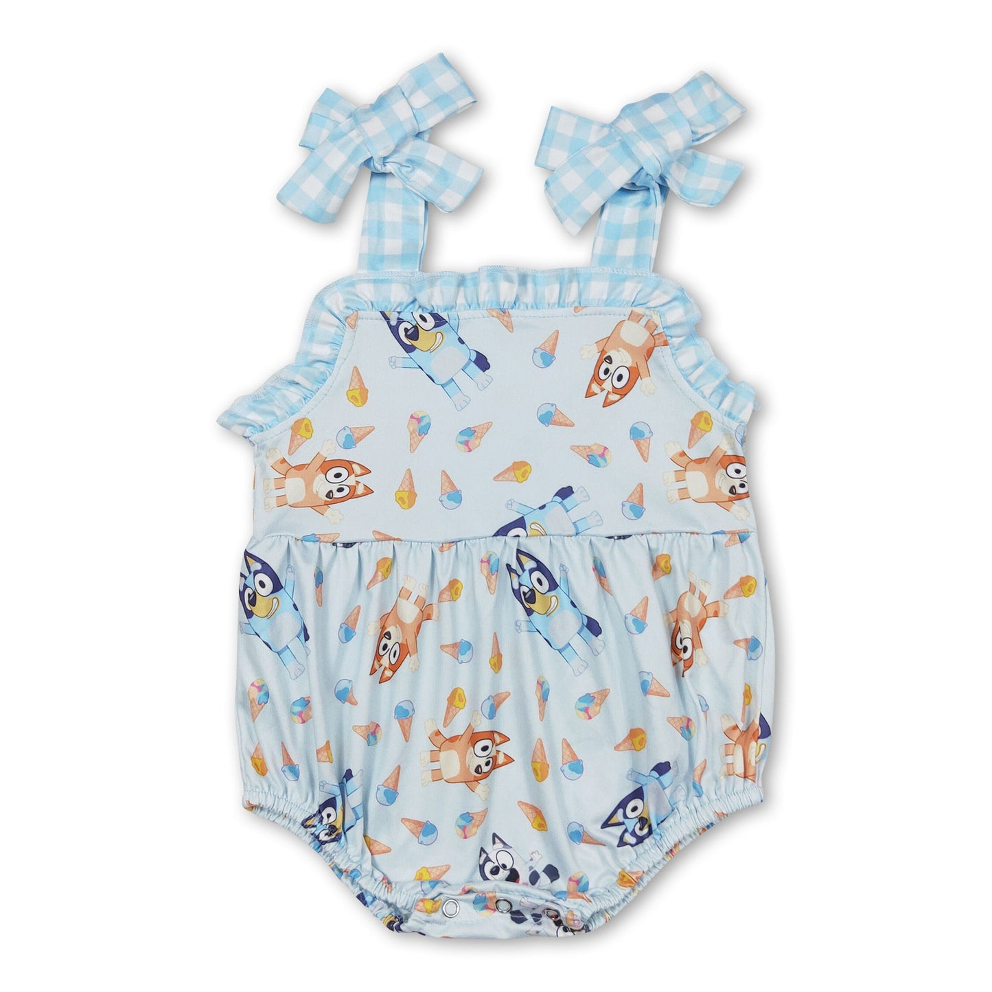 Straps dog ice cream baby girls summer romper