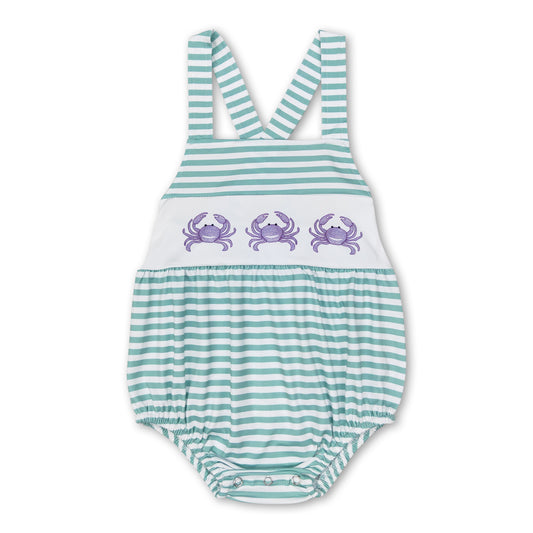 Stripe sleeveless crab baby girl summer romper