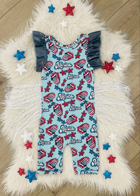Stars merica baby girls 4th of july rompers