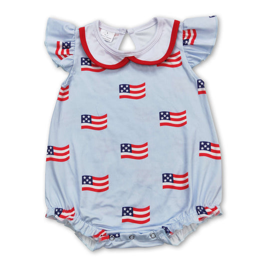 Flutter sleeves flag baby girls 4th of july romper