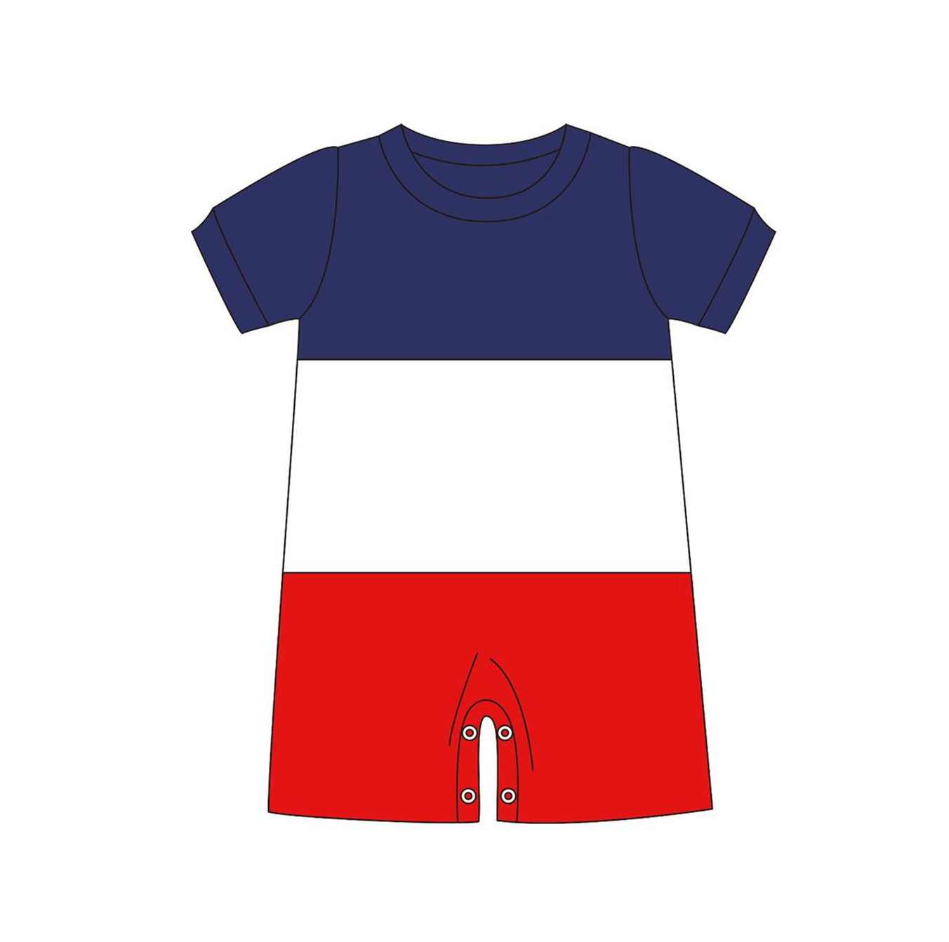 Blue white red patchwork boys 4th of july romper