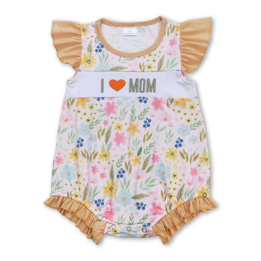 Flutter sleeves I love MOM floral baby girls romper