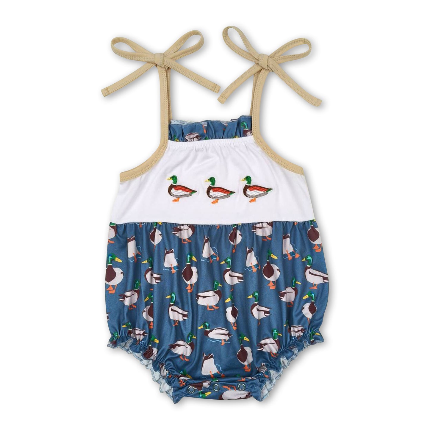 Straps duck ruffle baby girls summer romper