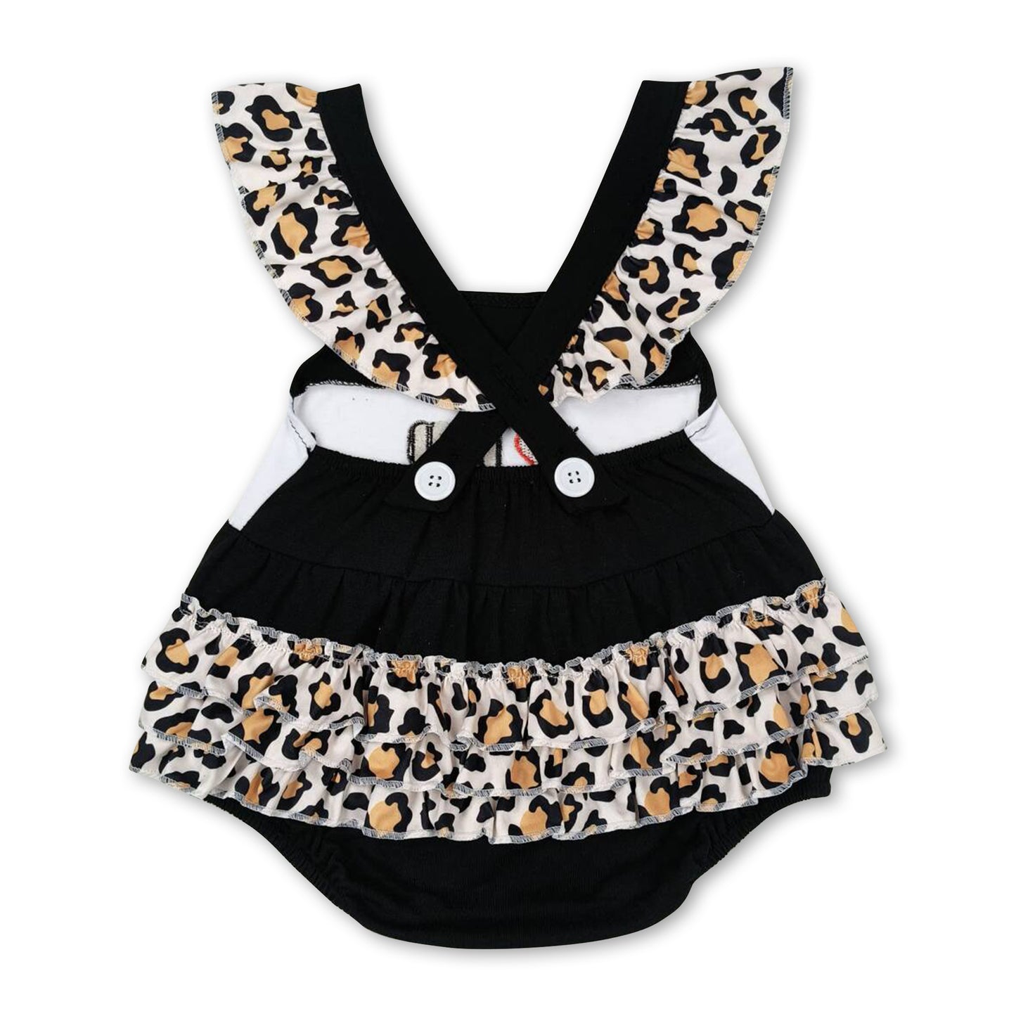 I love DAD black leopard baby girls father's day romper