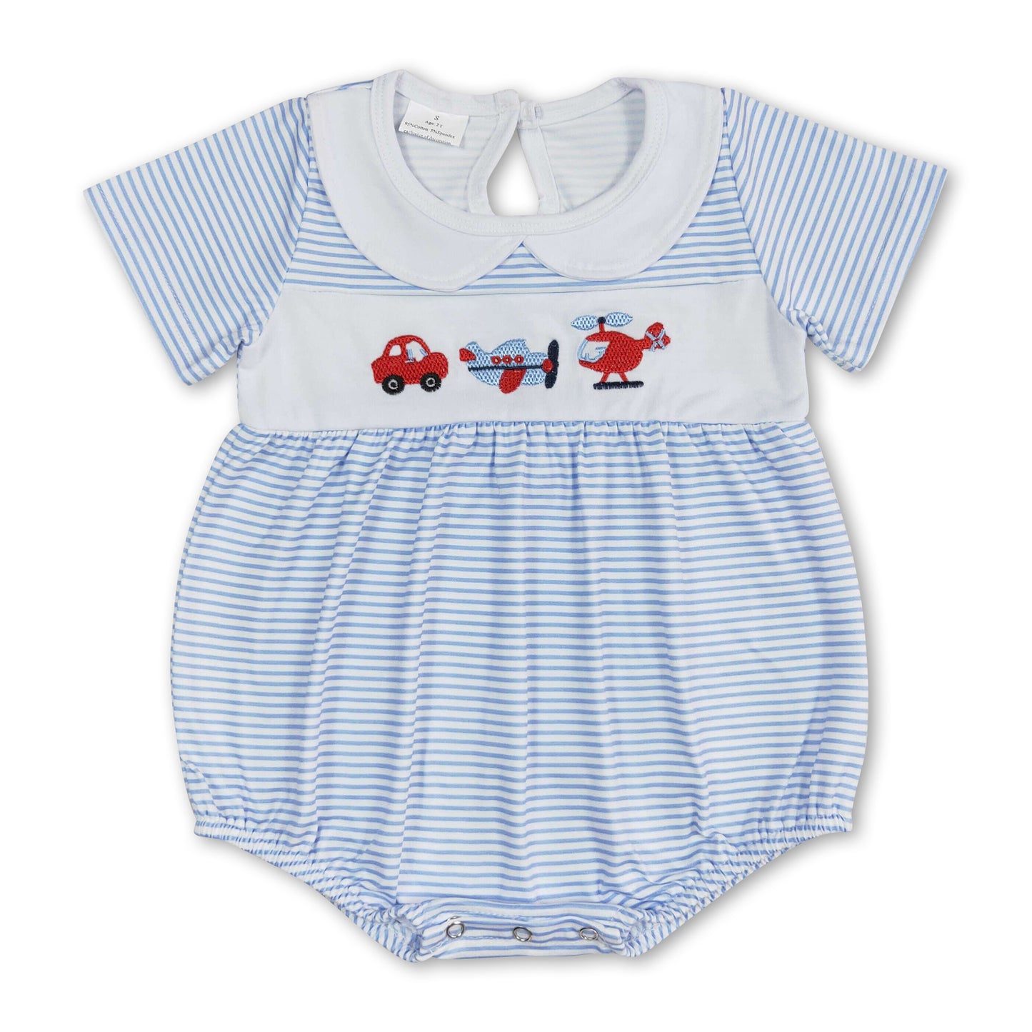 Short sleeves stripe transportation baby kids romper