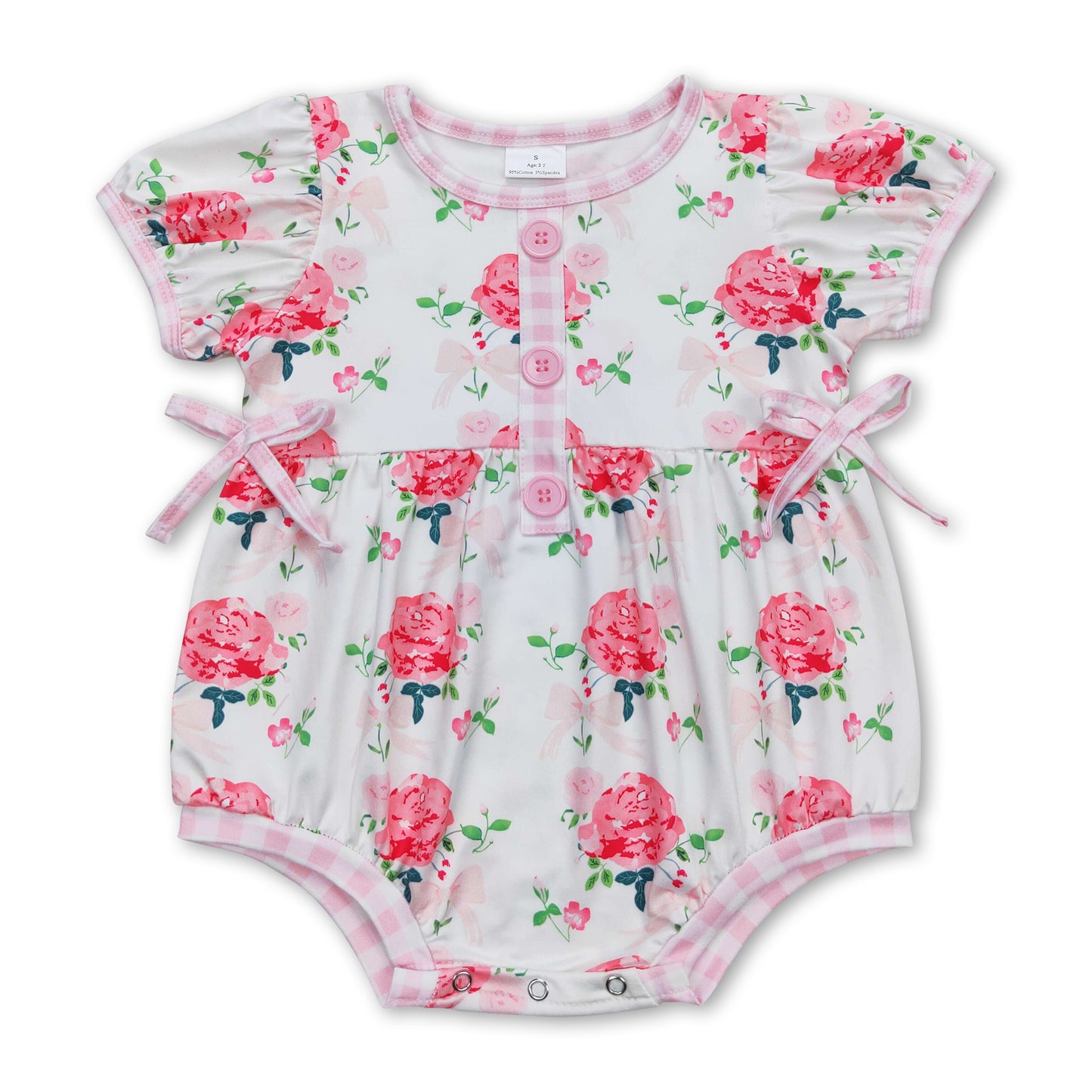 Short sleeves floral baby girls summer romper