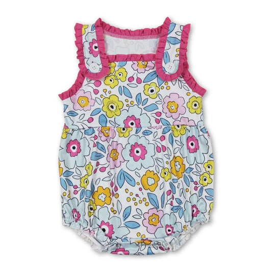 Floral sleeveless baby girls summer romper