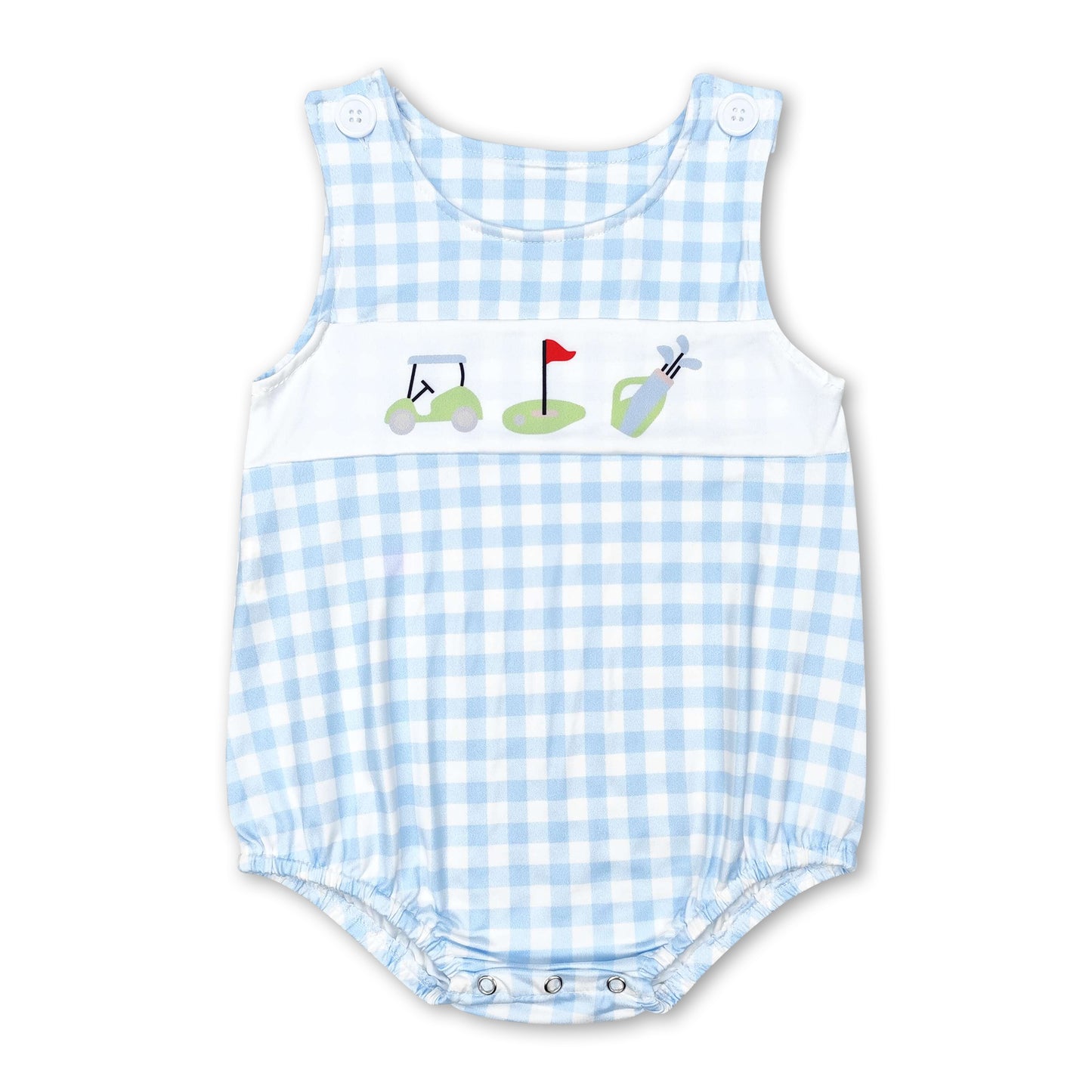 Sleeveless plaid golf baby boys summer romper