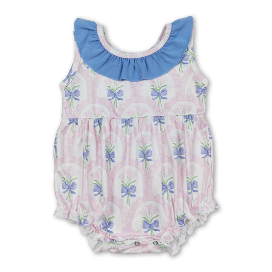 Sleeveless pink floral baby girls romper